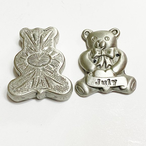 Vintage July Birthday Bear Chelsea Pewter Jewelry Trinket Box - Picture 6 of 10